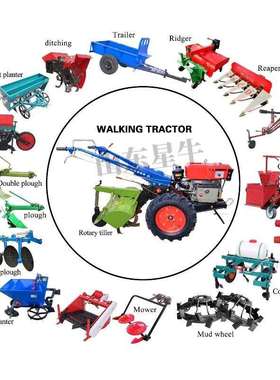 农用151手扶拖拉机15-22马力旋耕机开沟机水旱田walking tractor