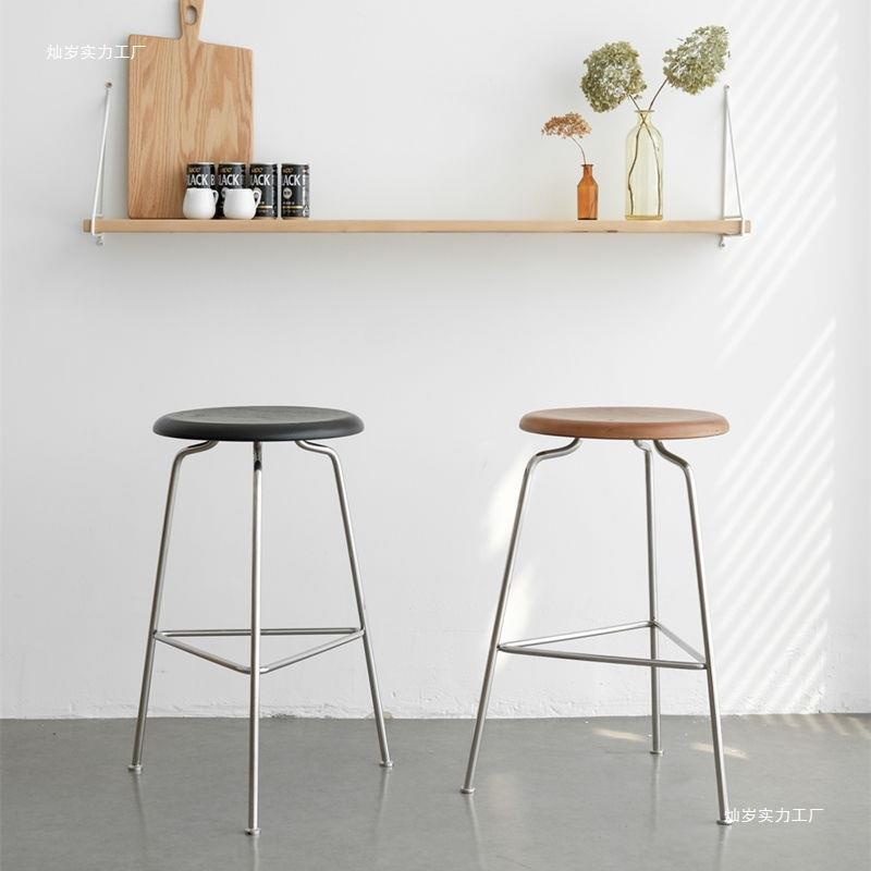 蚂蚁吧凳北欧日式铁艺吧台椅高脚家用现代简约休闲轻奢实木酒吧凳