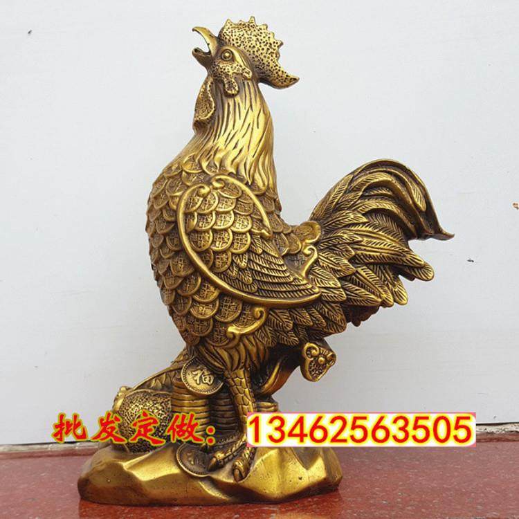 厂家直销纯铜公鸡摆件金钱鸡生肖鸡福字鸡如意公鸡风水铜器家居