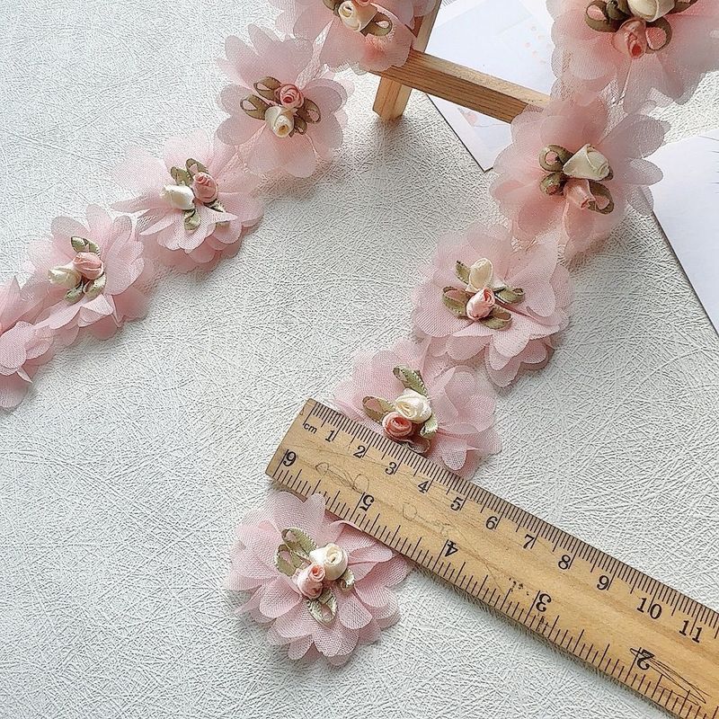 5cm雪纺立体玫瑰花朵蕾丝diy花边手工服装辅料装饰花边