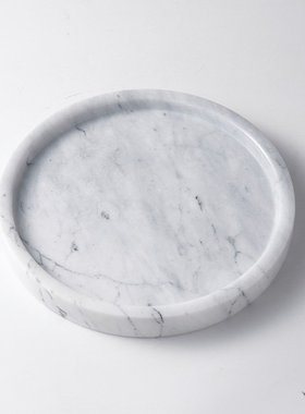圆形大理石托盘黑色白色天然石材托盘石盘珠宝化妆品眼睛展示摆盘