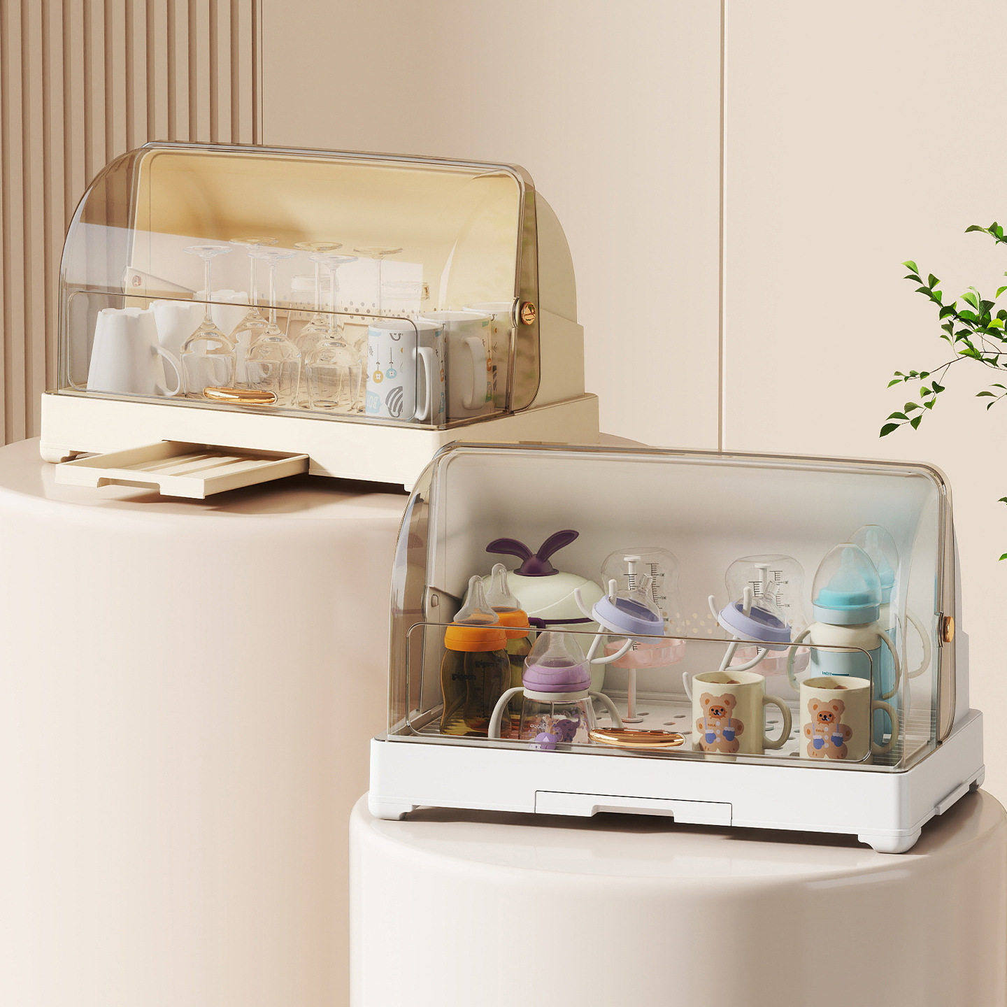 新款水杯餐具防尘收纳盒置物架奶沥水架厨房碗柜台面碗碟收纳架,收纳整理,CD架,淘宝优惠券,粉丝福利购,淘宝优惠卷