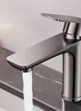 枪灰色304不锈钢水龙头家用冷热洗手盆卫生间浴室洗漱台面盆龙头