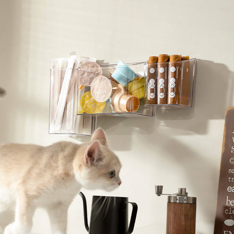 壁挂透明保鲜膜收纳盒家用干燥开口抽屉式分格小物件免打孔收纳筐,收纳整理,首饰盒,淘宝优惠券,粉丝福利购,淘宝优惠卷