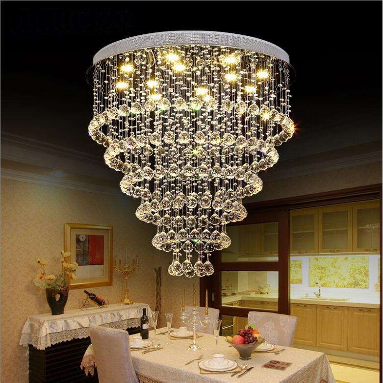 现代简约led吊灯水晶灯客厅卧室灯创意餐厅楼梯吊线水晶灯灯具