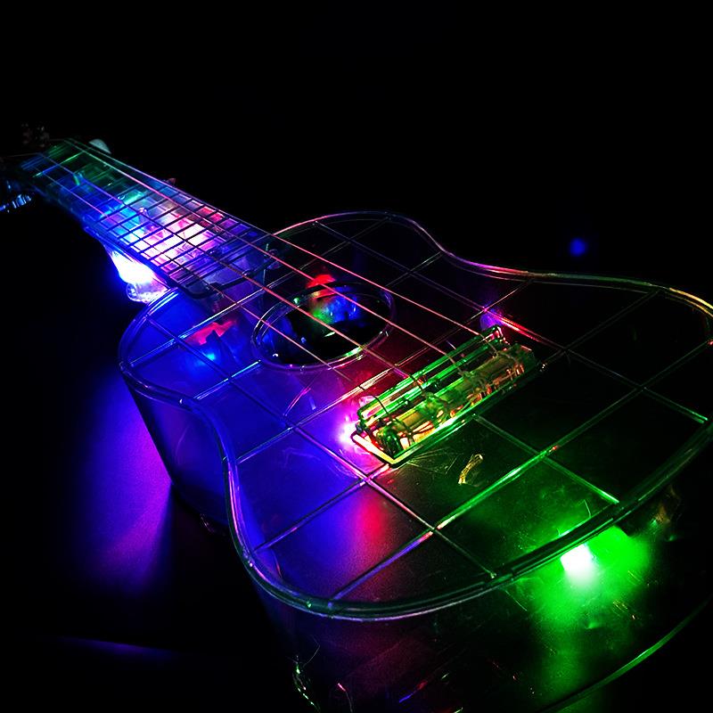 派对氛围新奇儿童早教音乐乐器小孩玩具 七彩灯光吉它尤克里里