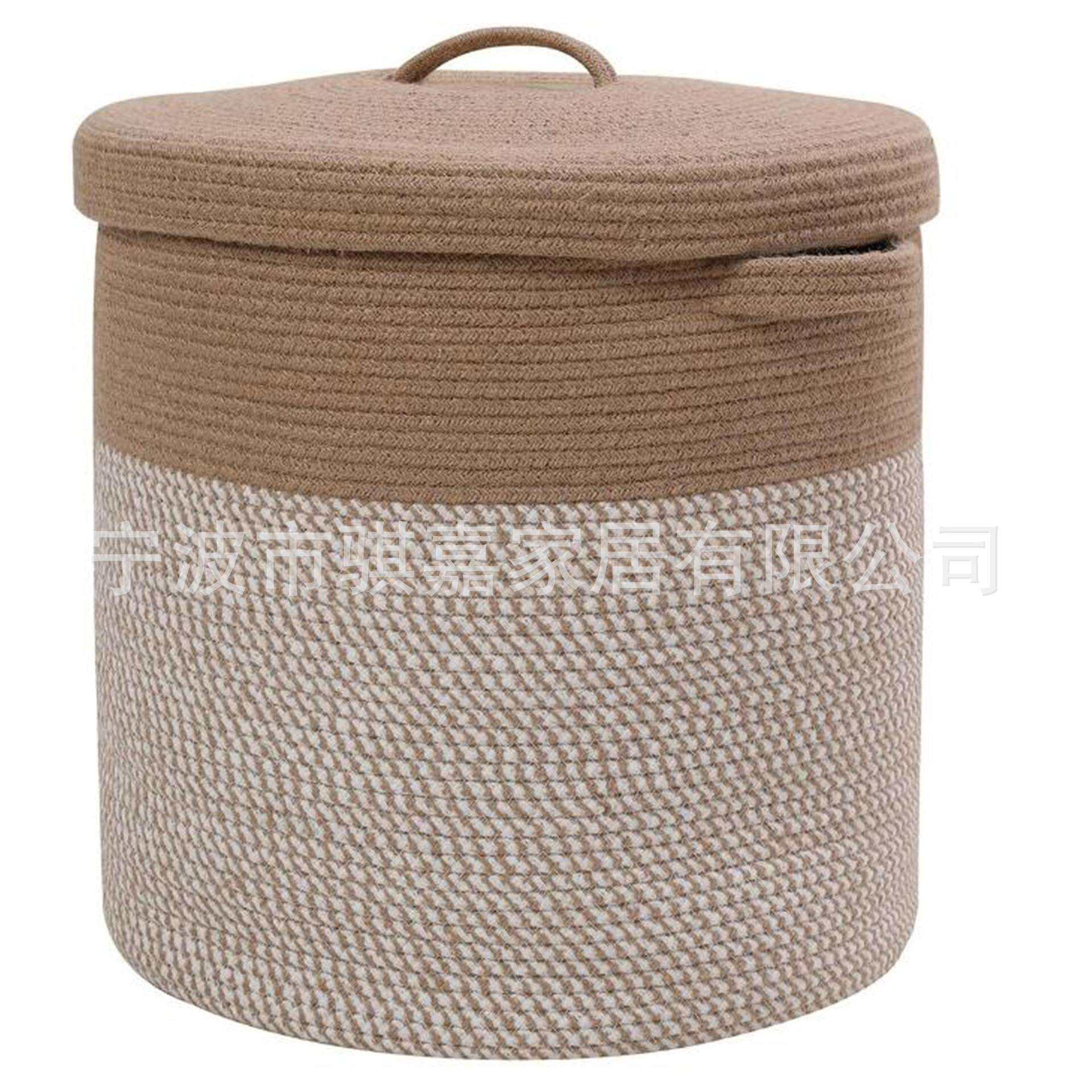 带盖子棉绳收纳筐 大容量放玩具杂物等脏衣服框 家用桶装脏衣篓