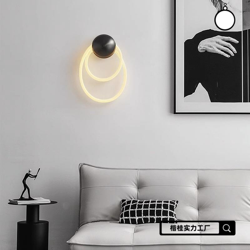 现代极简壁灯新中式轻奢楼梯间玄关走廊卧室床头线条壁灯暖光无