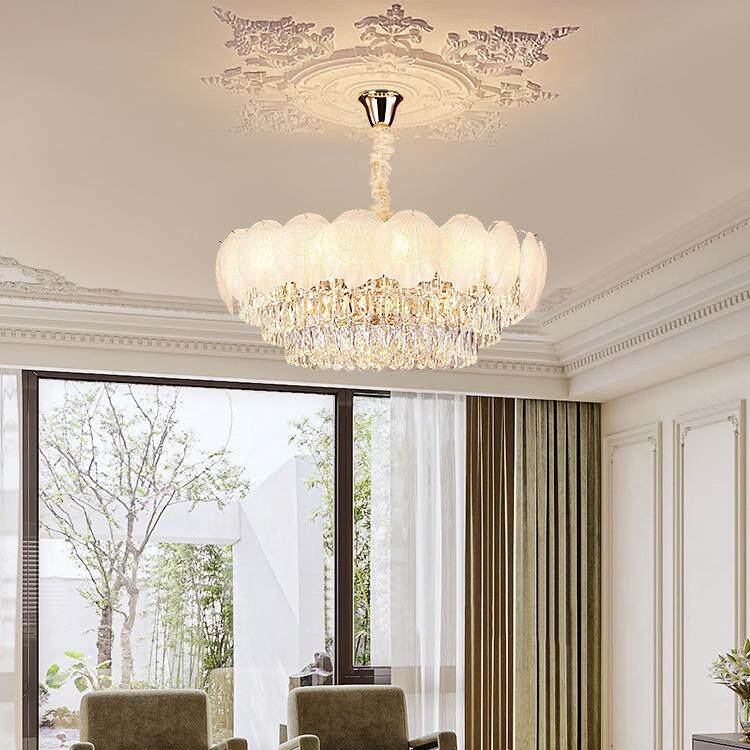 法式奶油风灯具现代简约浪漫艺术贝壳餐厅轻奢网红吊灯水晶客厅灯