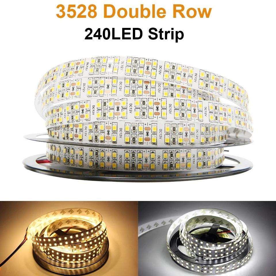 3528双排灯带240珠每米套管防水柜台吊顶暗槽低压led高亮度灯条