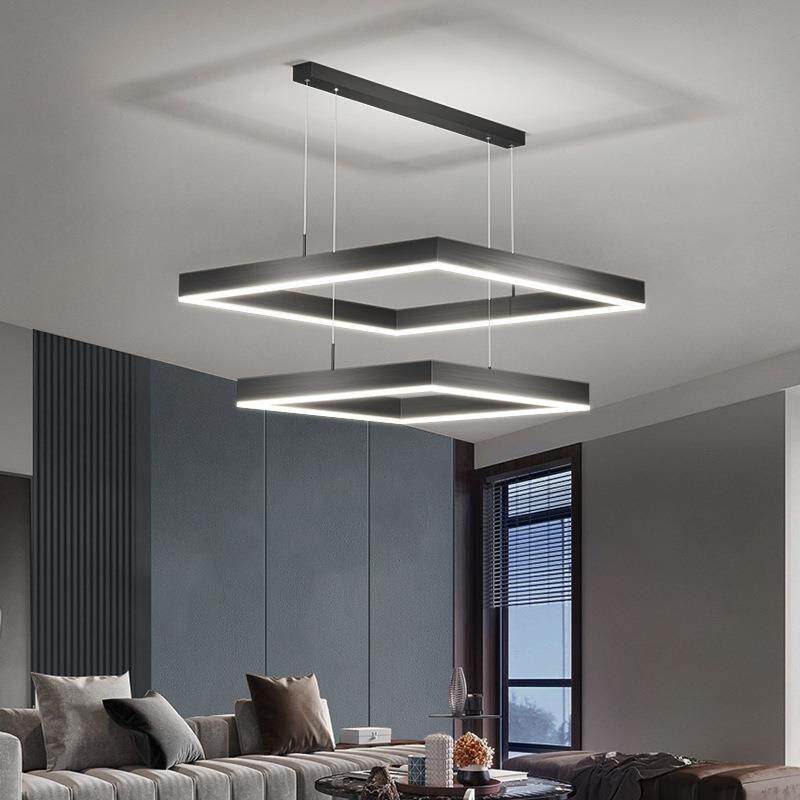 客厅吊灯现代简约大气2021年新款北欧灯具创意方形大厅卧室餐厅灯