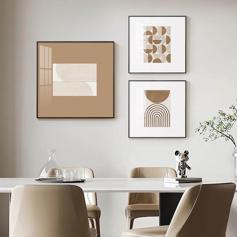 几何韵律 现代简约餐厅装饰画客厅轻奢二联挂画高级感抽象壁画