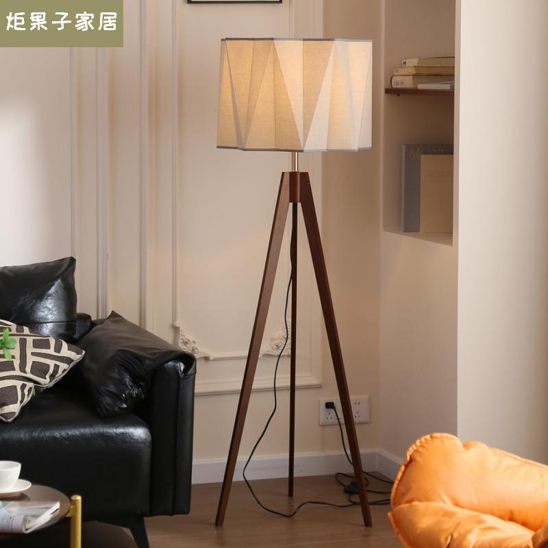 客厅落地灯中古风沙发旁边高级感艺术感立式复古宋式美学原木风灯