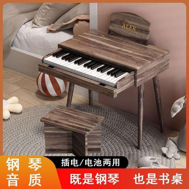 儿童钢琴37键木质翻盖抽屉书桌初学者男女孩宝宝玩具电子琴