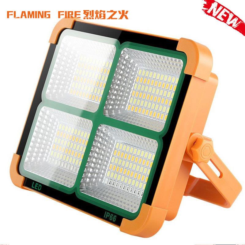太阳能充电LED警示投光灯手提便携户外露营工作灯夜市摆摊照明灯