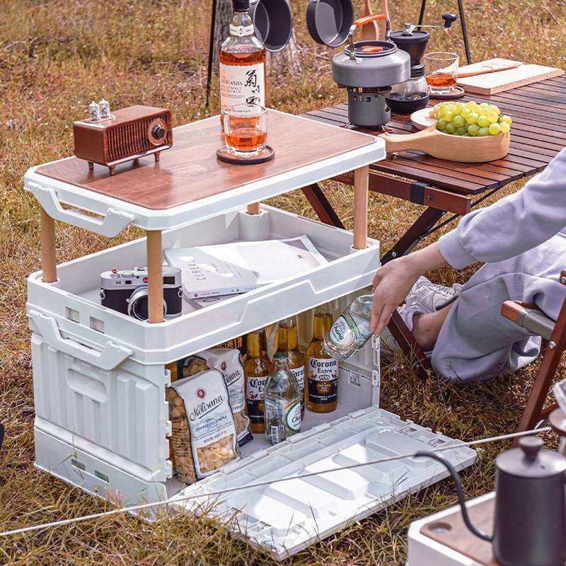 折叠收纳箱车载露营三层大容量折叠箱侧开野营整理箱超级后备箱