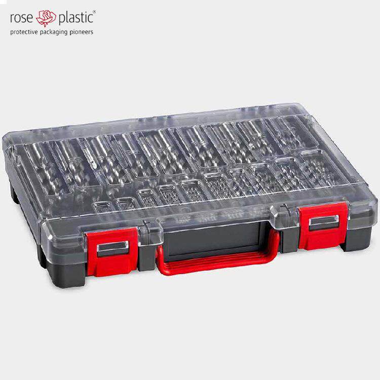 玫瑰塑胶厂家直供手提塑料工具箱麻花钻工具套装箱可带吸塑内衬CR