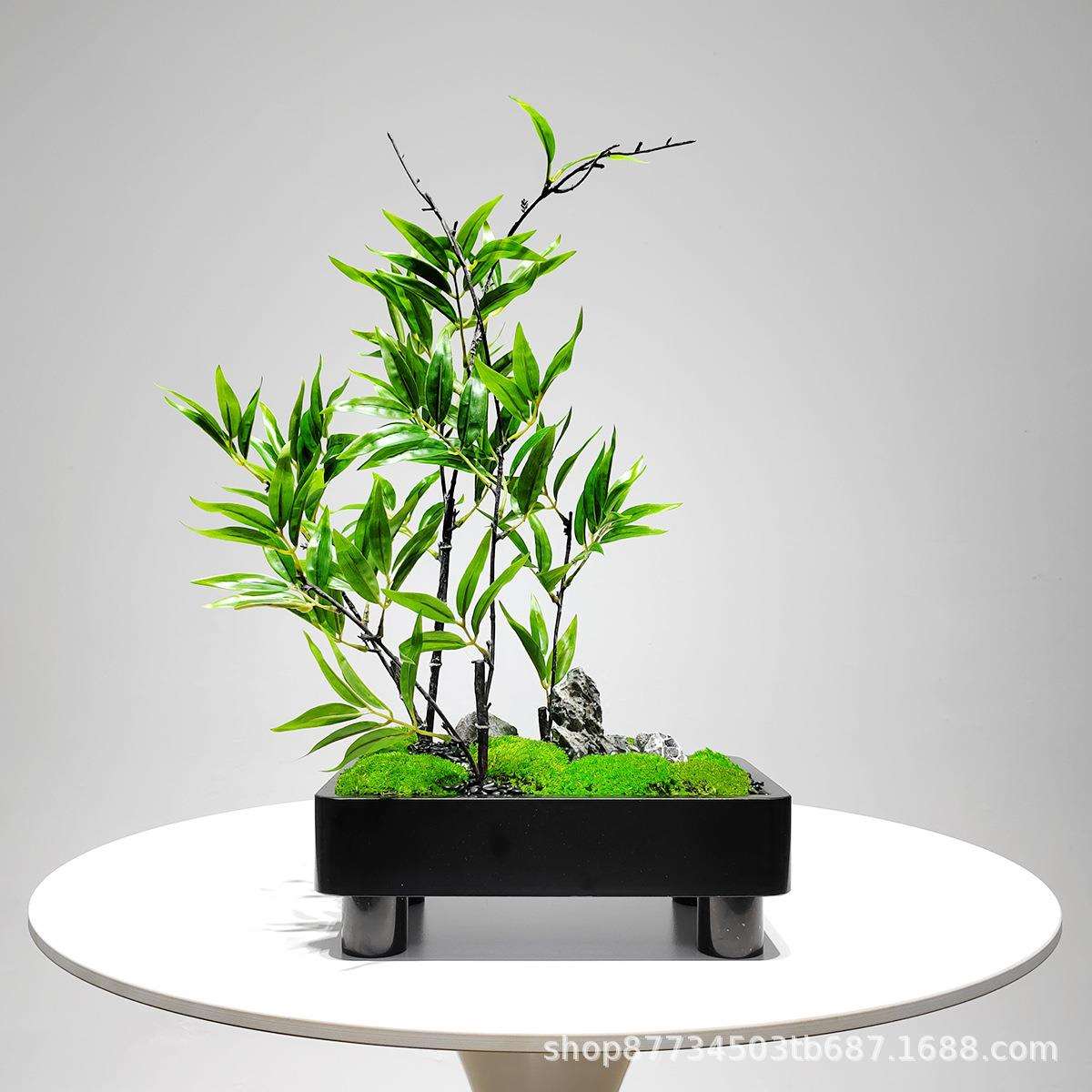 新中式永生苔藓仿真花艺盆景日式餐厅茶室样板间售楼处玄关装饰品