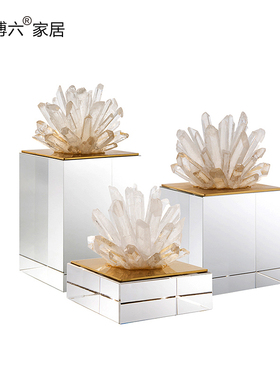 现代样板房卧室白色水晶r饰品摆件电视柜玄关创意书房蓝色室内装