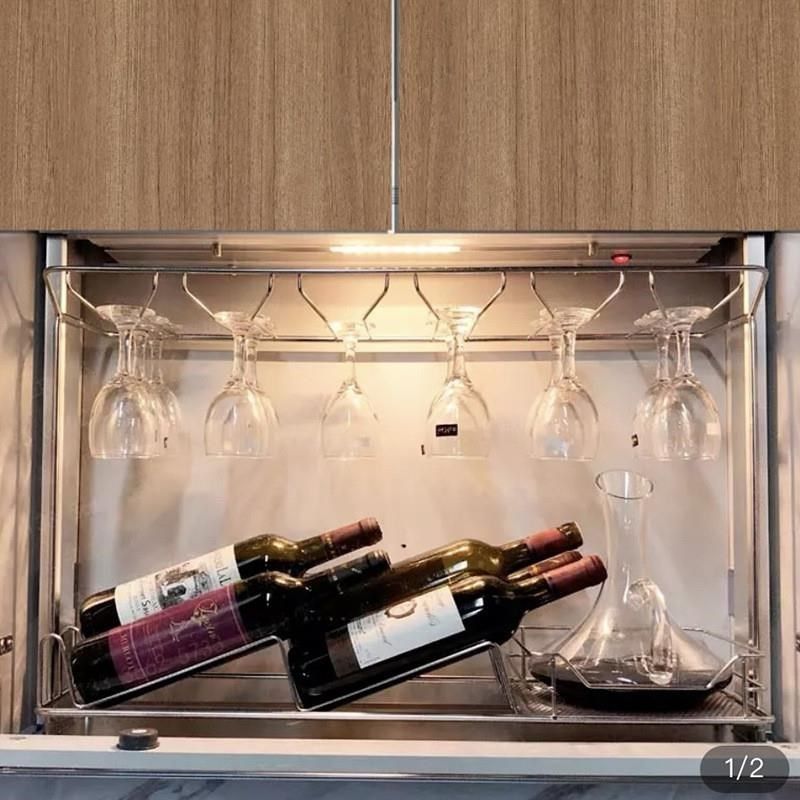 厨房橱柜电动升降调料蓝上下缓冲式吊柜拉篮N手动下拉金属篮收纳