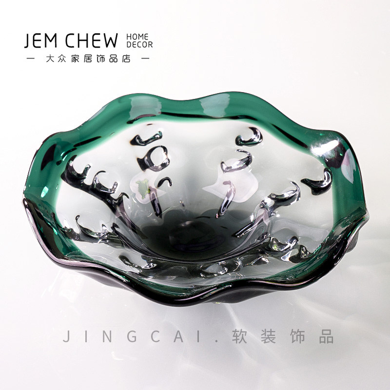 轻奢极简创意时尚大号玻璃果盘客厅茶几水果样板间V售楼处餐桌摆