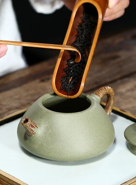 260CC紫砂壶绞泥o石瓢壶原矿豆青绿泥功夫茶壶具曼生十八式紫沙壶