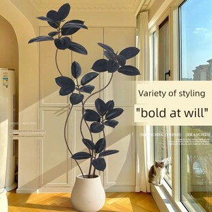 黑色金刚橡胶树模拟绿色植物典雅可及的豪y华客厅装饰品大型落地