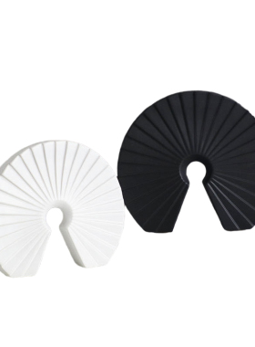 新中式现代简约黑白色扇形陶x瓷摆件样板房售楼处软装饰品创意摆