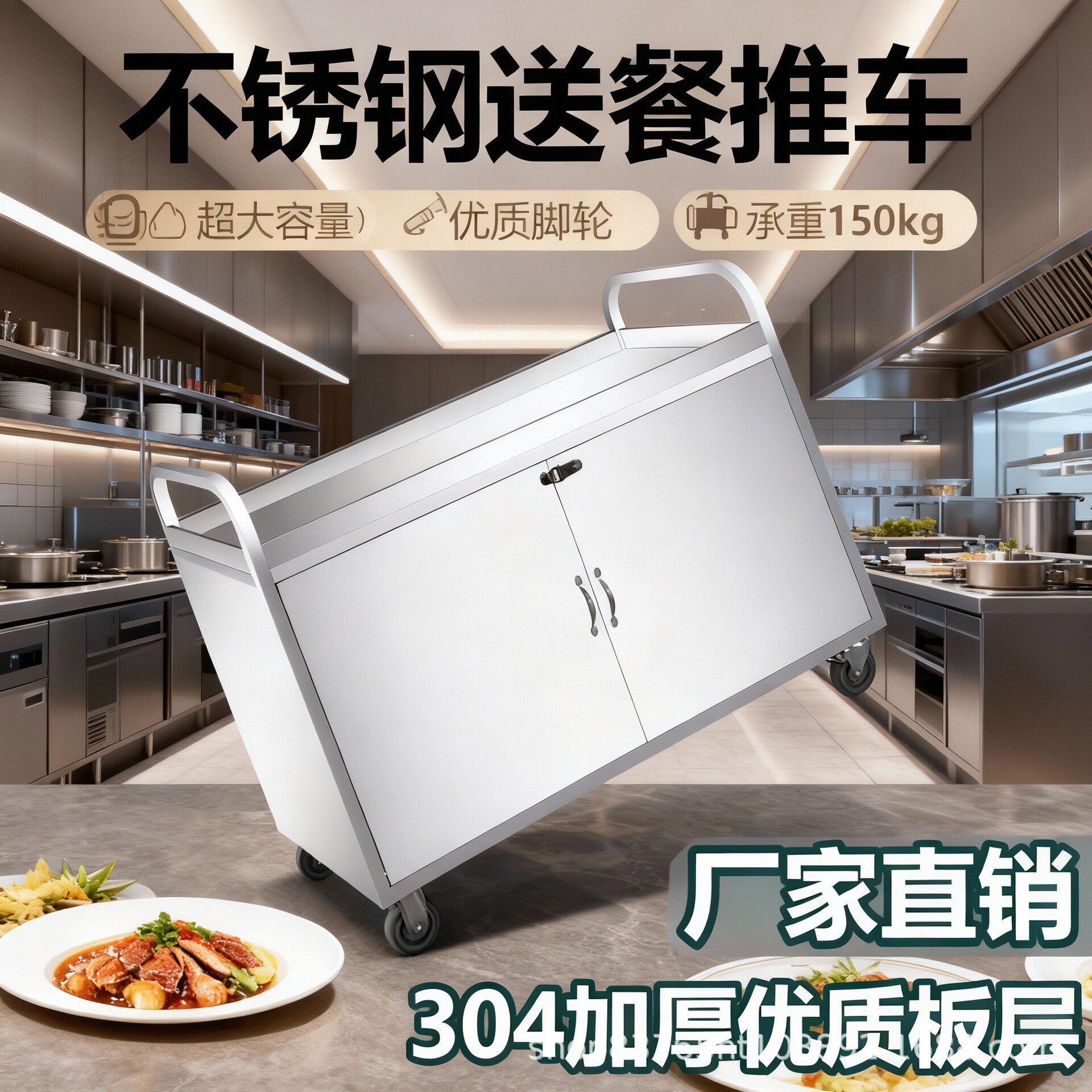 酒店商用万向轮收餐推车