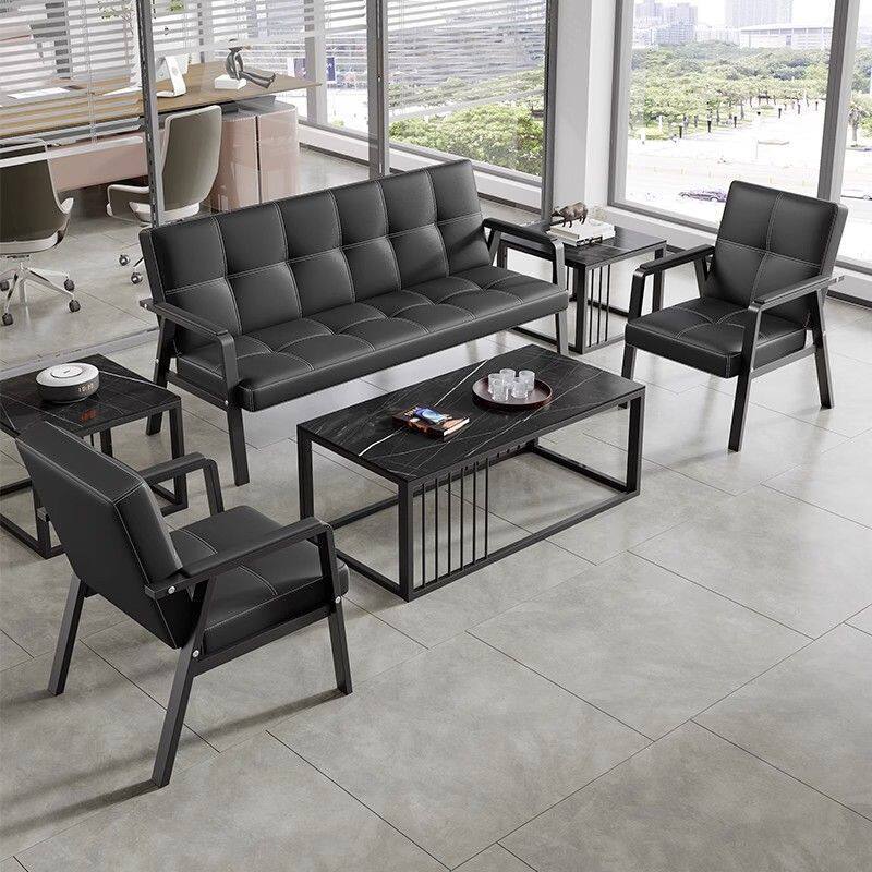 办公室沙发茶几商务休闲简约三人位出租屋店铺铁艺沙发接待长沙发
