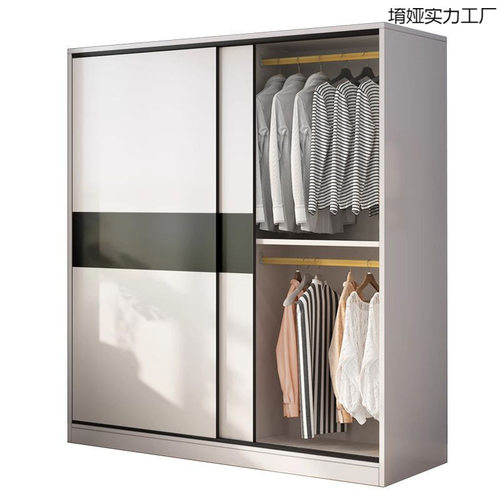 特厚实木衣柜家用卧室推拉门衣橱包安装儿童多层衣柜出租屋衣柜