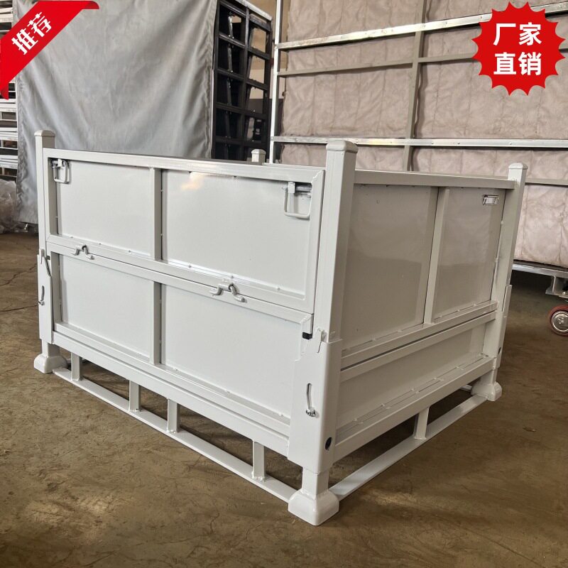 折叠铁屑零件框废料箱金属周转箱钢制周转箱工业铁箱重型料箱车间