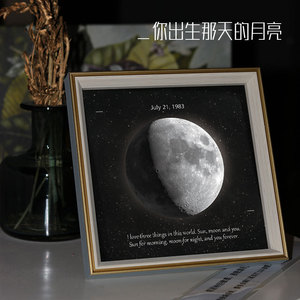 三碗猫子生日当天月亮你出生那天的月亮月相星空创意生日礼物