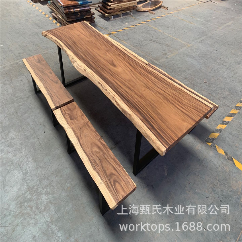 全实木餐桌椅组合家用家具办公桌餐桌原木整板茶桌茶台长桌大板桌
