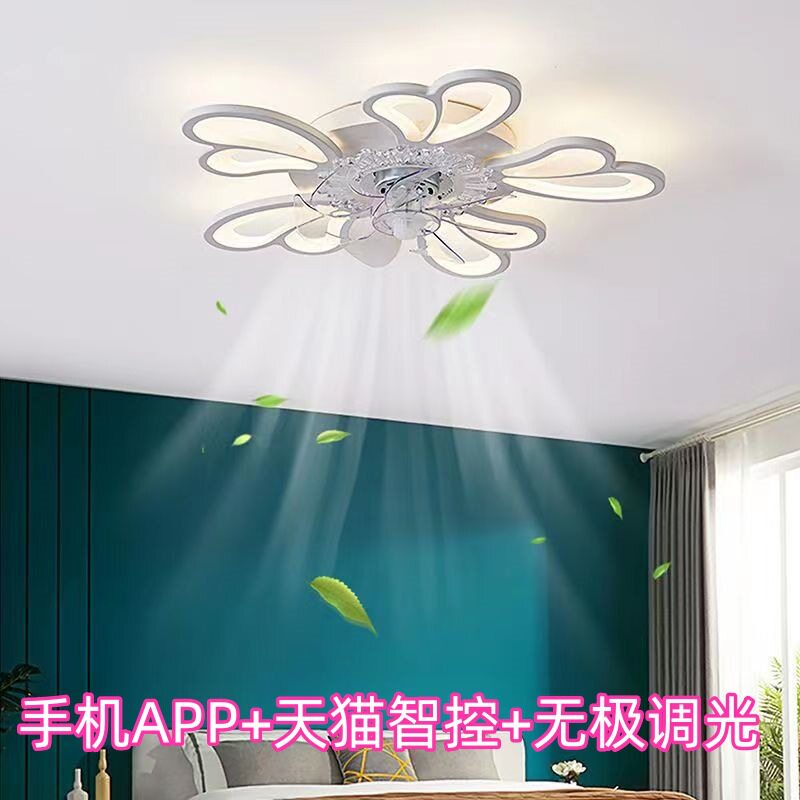 跨境吸顶风扇灯LED现代简约客厅卧室灯带静音摇头变频大风力风扇图片