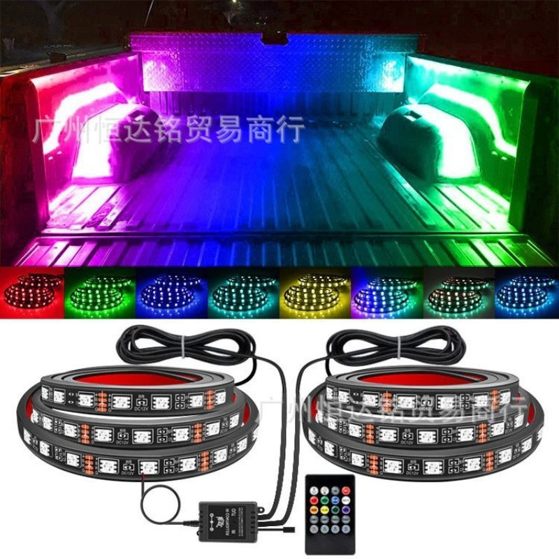 皮卡车厢照明灯七彩遥控LED一拖二RGB氛围灯节奏车箱尾声控装饰灯
