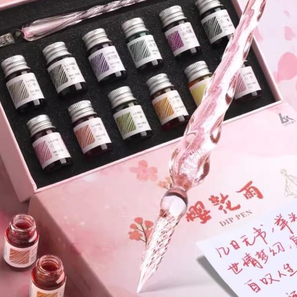 古风星空盒彩墨蘸钢笔流沙笔网红生日礼品套装学生墨水水笔玻璃笔