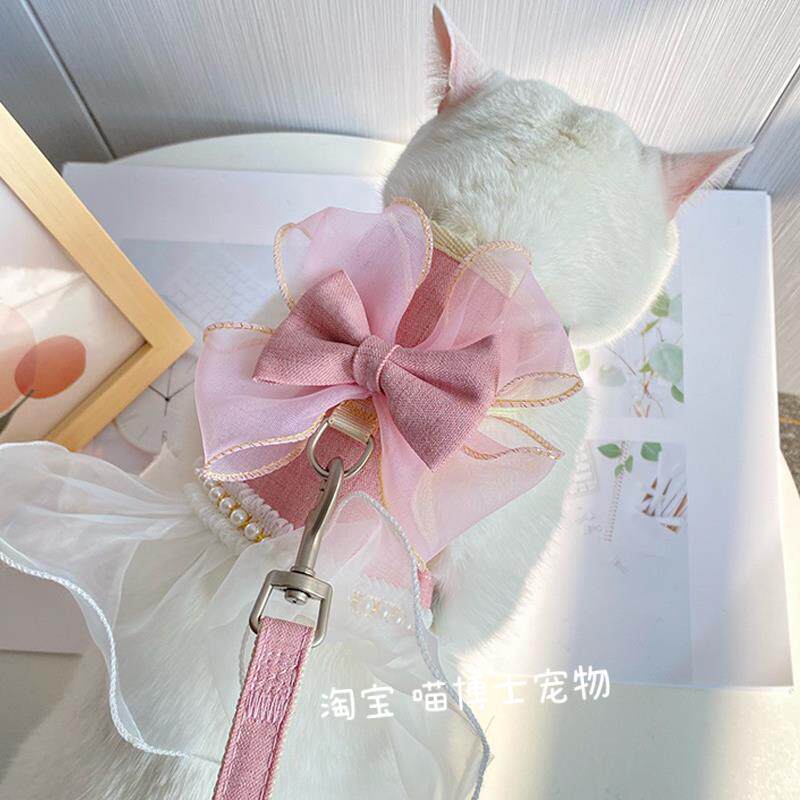 猫咪胸背带狗狗牵引绳公主裙雪纺狗牵引绳