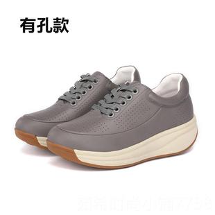 子女鞋 新款 舒適單休羊皮中老年皮白色搖閑搖 底鞋 真皮軟鞋 媽媽鞋 鞋
