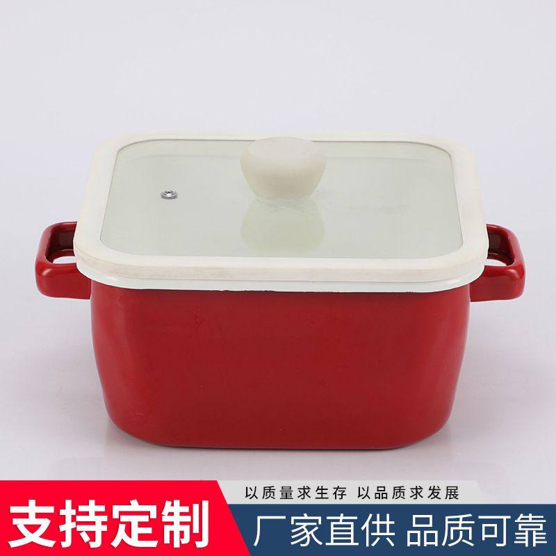 搪瓷方锅深型收纳锅家用宿舍双耳带盖煮面炖汤火锅电磁炉燃气适用,厨房/烹饪用具,炖锅/炖煲/汤煲,淘宝优惠券,粉丝福利购,淘宝优惠卷