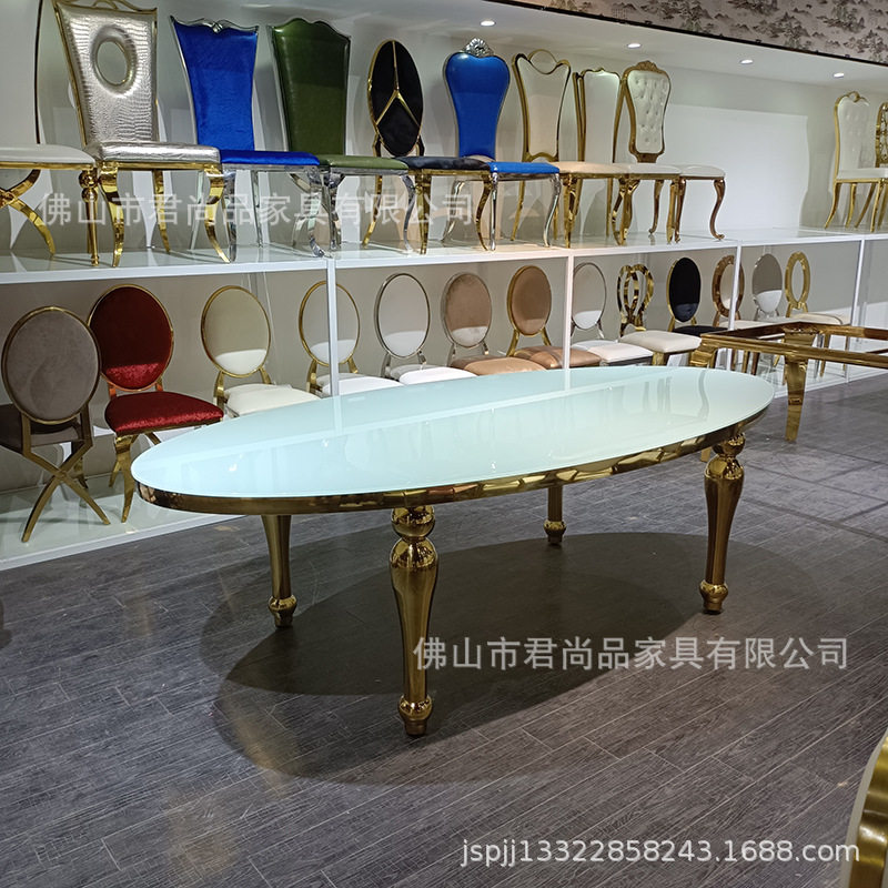 不锈钢轻奢大理石婚庆圆餐桌