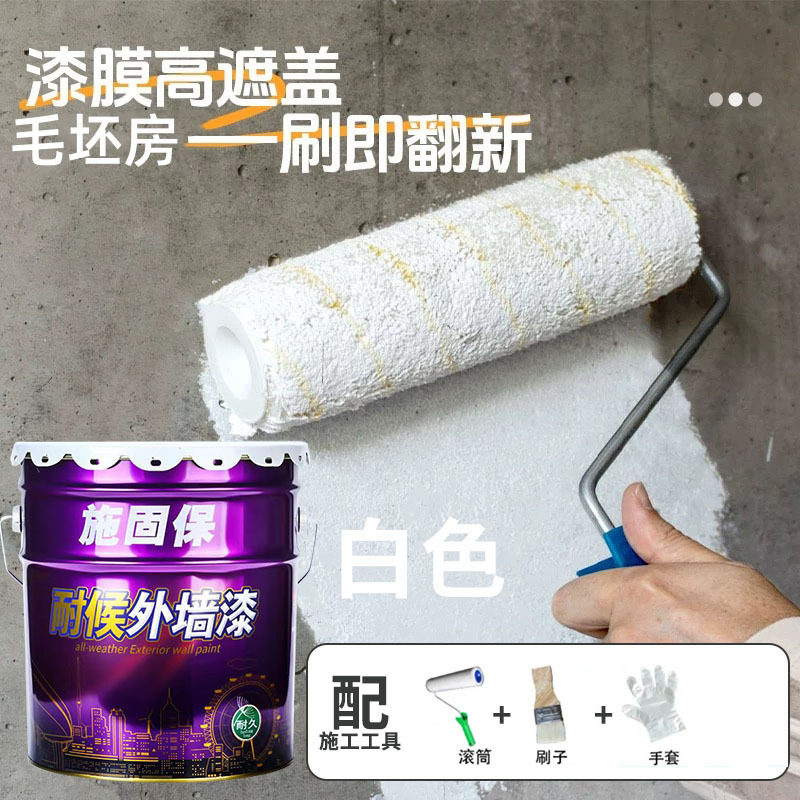 外墙高遮盖力乳胶漆涂料白色粤港装饰无甲醛超净味耐用15年毛坯房