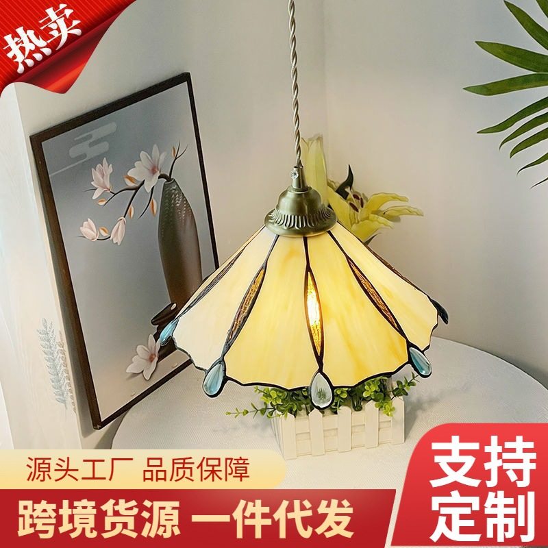 欧式餐厅吊灯轻奢现代美式复古全铜咖啡厅书房玻璃卧室床头小吊灯