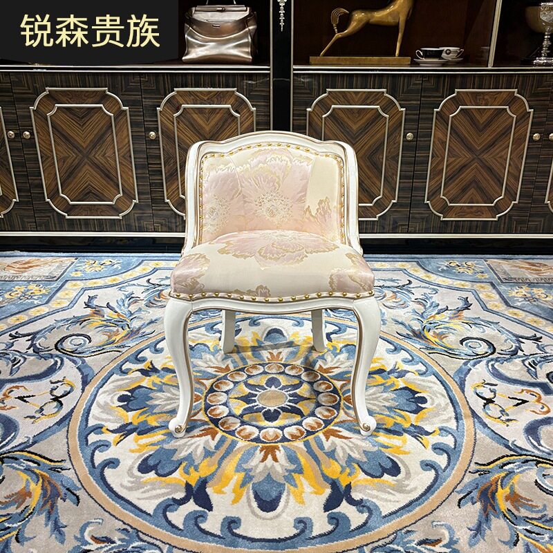 法式梳妆凳 欧式布艺化妆凳宫廷实木奢华卧室新古典绣花妆凳