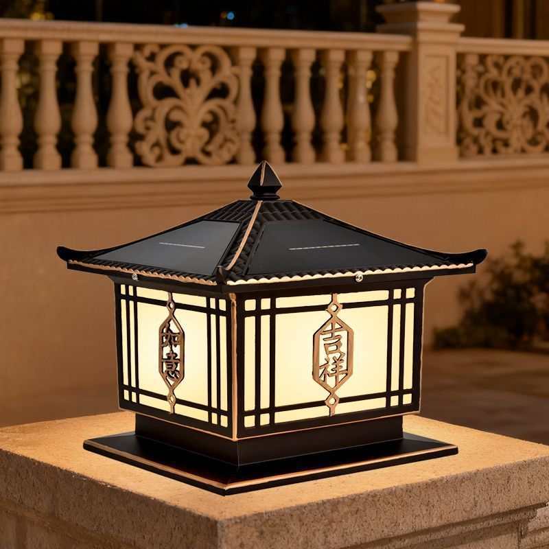 太阳能户外防水吉祥如意柱头灯