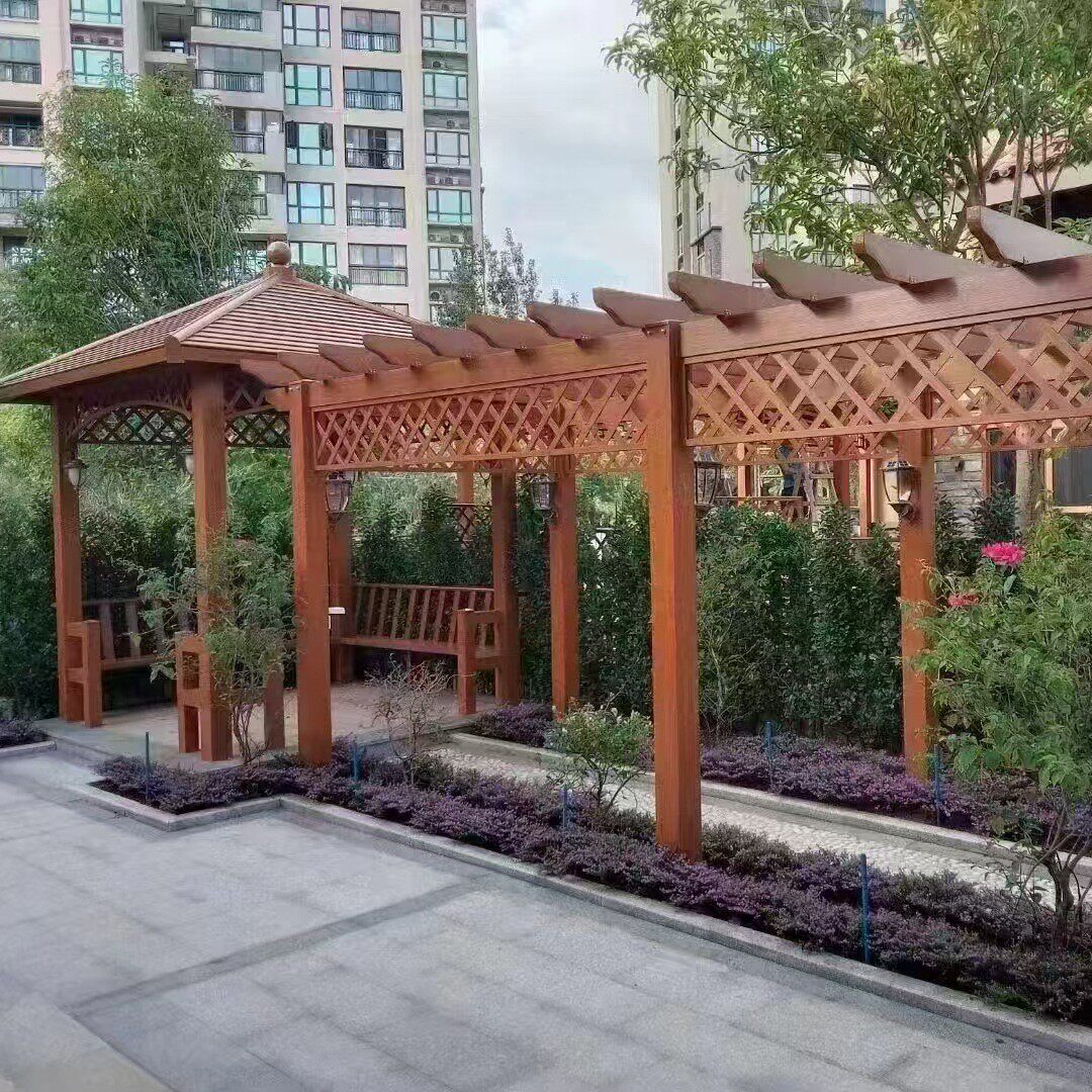 铝合金廊架仿木葡萄架别墅花园爬藤植物景观花架园林室外廊架棚