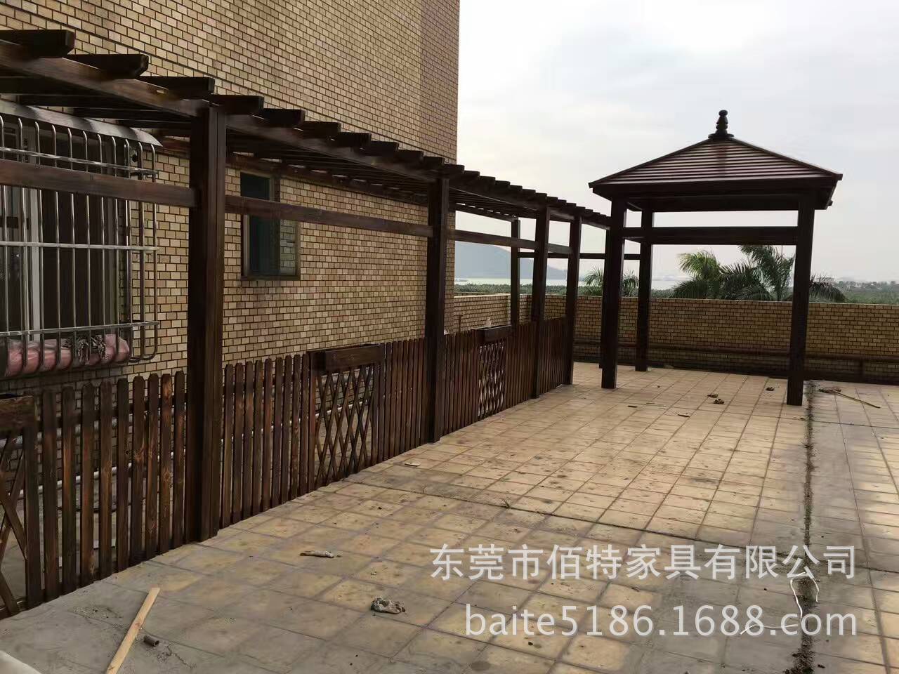 庭院别墅仿古碳化木防风防晒凉亭