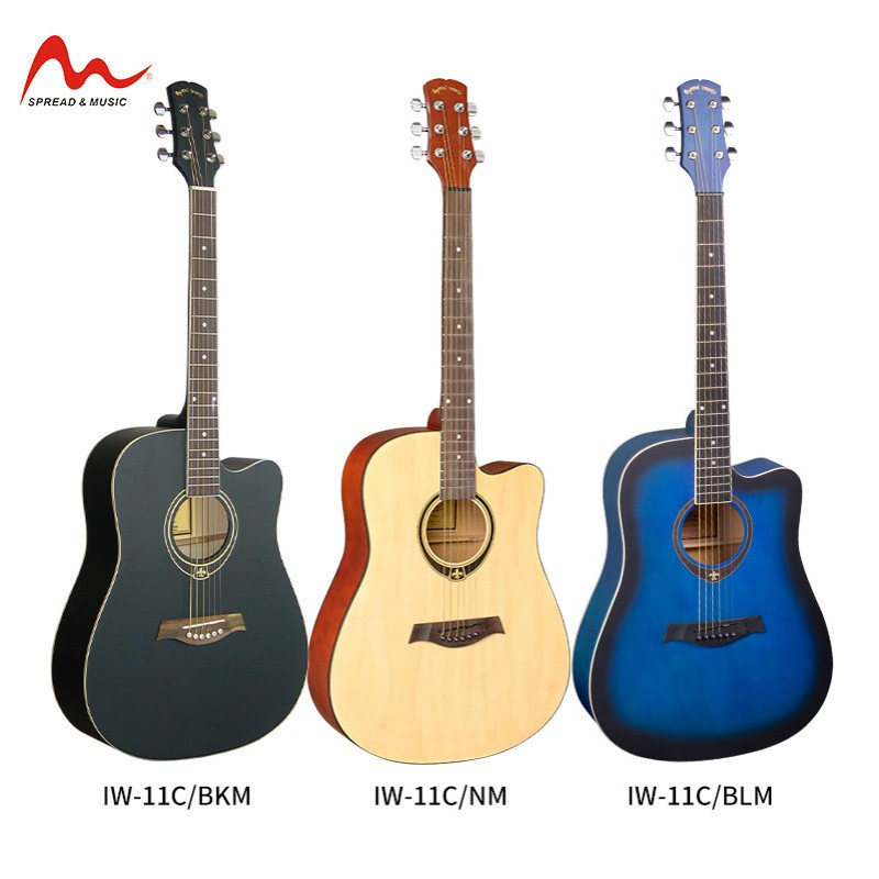 厂家直销41寸民谣吉他哑光全椴木合板玫瑰木指板码初学者木吉他