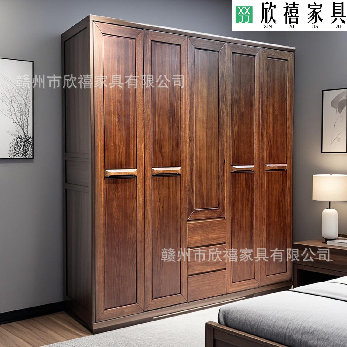 现代中式乌金木纯实木衣柜