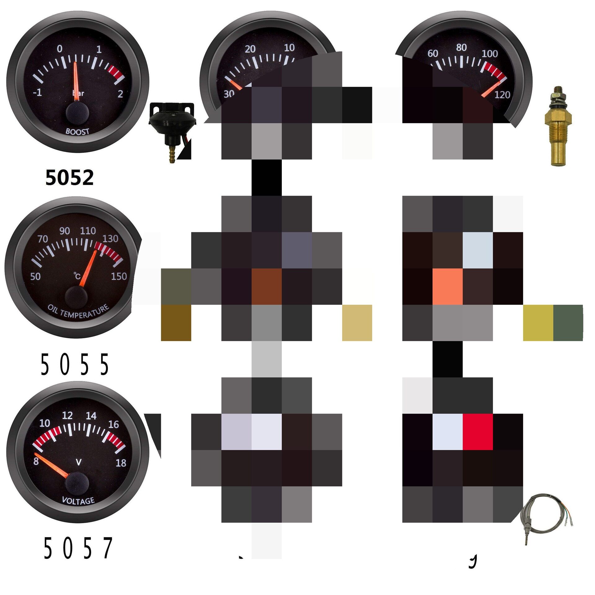 52mm白光通用指针仪表12V